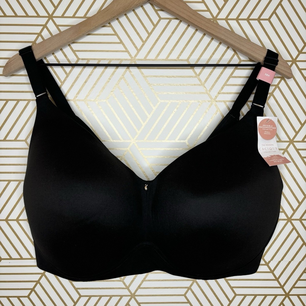 Cacique Bra Back Smoothing Modern Shaping 38H Black Lightly Lined No Underwire